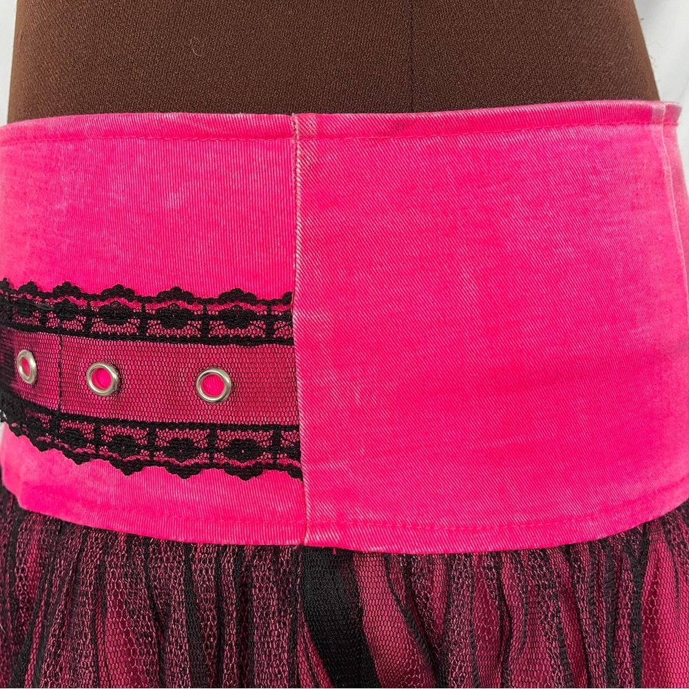 Vintage 1990s or Y2k Tripp NYC by Daang Goodman Neon Pink Denim Tutu Mini Skirt - Picture 5 of 7